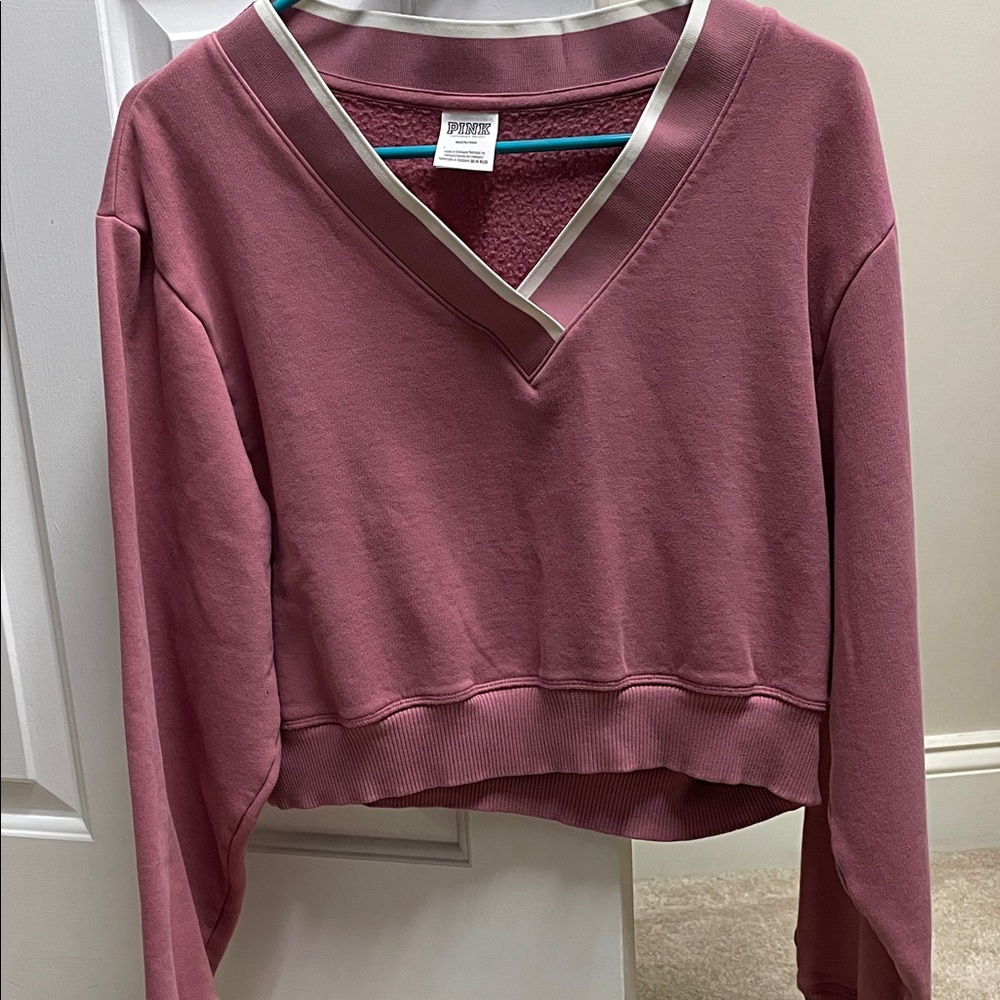 Victoria’s Secret pink Women’s V-Neck Cropped Sweatshirt - Dusty Rose